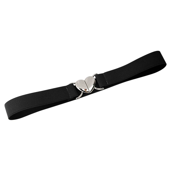 Trendy Thin Elastic Stretch Waistband Female Love Heart Metal Buckle Belt For Women Cinch Coat Dress Seal Belts Accessory Dresses