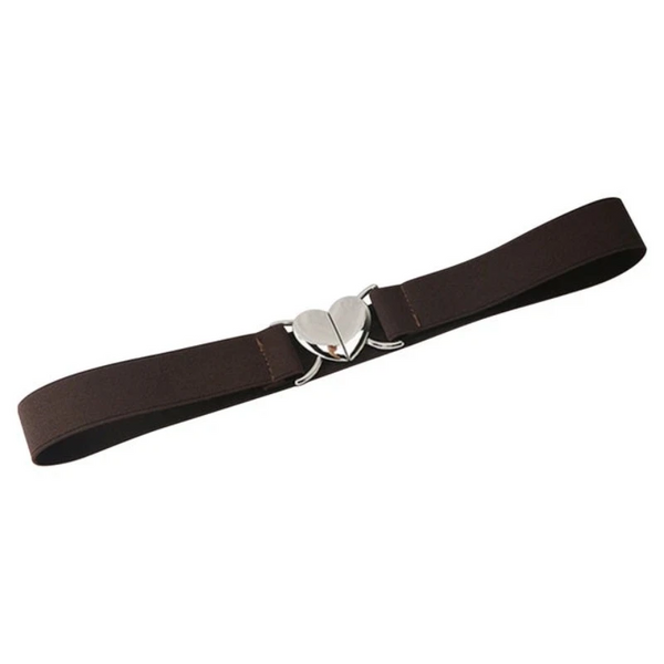 Trendy Thin Elastic Stretch Waistband Female Love Heart Metal Buckle Belt For Women Cinch Coat Dress Seal Belts Accessory Dresses