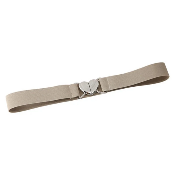 Trendy Thin Elastic Stretch Waistband Female Love Heart Metal Buckle Belt For Women Cinch Coat Dress Seal Belts Accessory Dresses