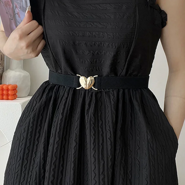 Trendy Thin Elastic Stretch Waistband Female Love Heart Metal Buckle Belt For Women Cinch Coat Dress Seal Belts Accessory Dresses