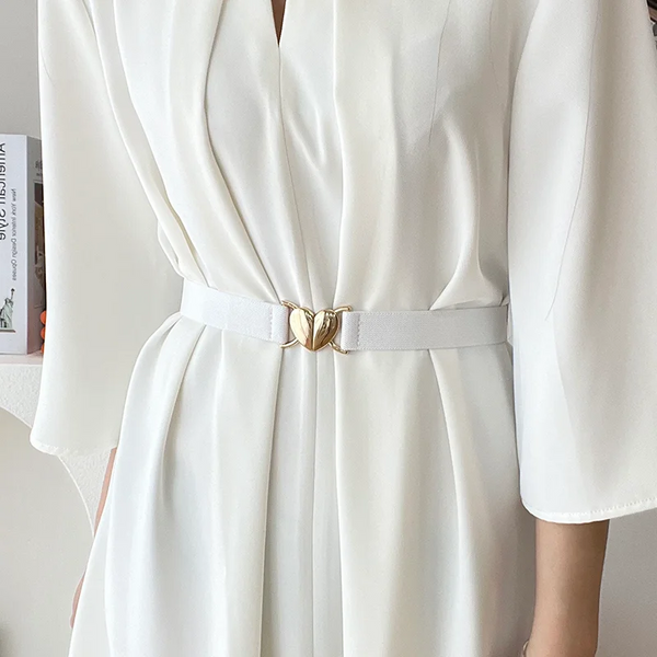 Trendy Thin Elastic Stretch Waistband Female Love Heart Metal Buckle Belt For Women Cinch Coat Dress Seal Belts Accessory Dresses
