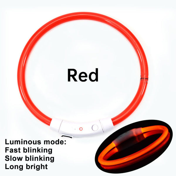 3 Mode Led Dog Collar Usb Rechargeable Detachable & Glowing Pet Safety Necklace For Night Dog Collars