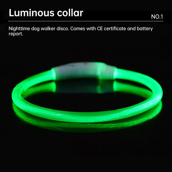 Led Fiber Optic Dog Collar Multi Color Pvc Usb Rechargeable Night Safety (S/M/L Sizes) Dog Collars