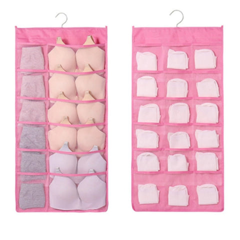 30 Pockets Hanging Organiser Pink Hanging Closet Storage