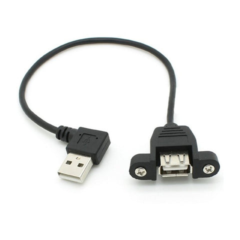 30Cm 90° Right Angled Usb 2.0 Male To Female Extension Cable With Panel Mount Hole