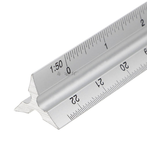30Cm Aluminium Metal Triangle Scale Architect Engineer Technical Ruler 12Inch Measuring Tapes & Rulers