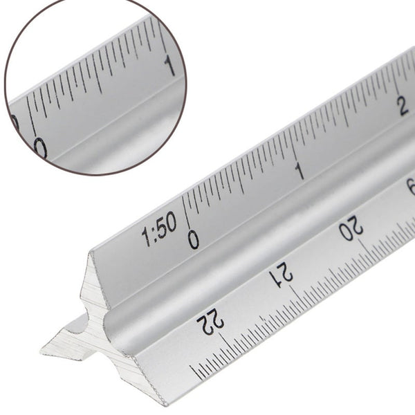 30Cm Aluminium Metal Triangle Scale Architect Engineer Technical Ruler Measuring Tapes & Rulers