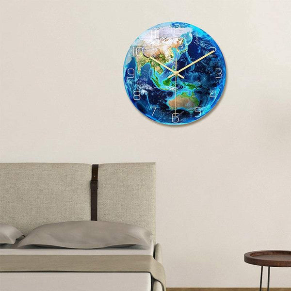 30Cm Planet Earth Luminous Decor Wall Clocks