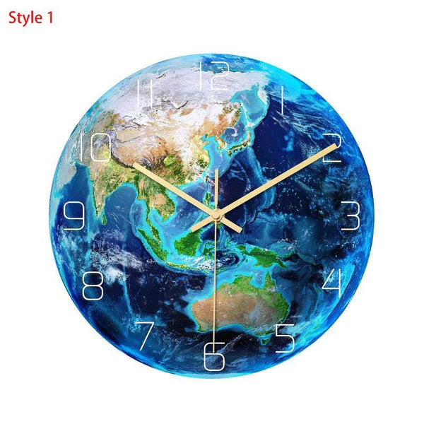 30Cm Planet Earth Luminous Decor Wall Clocks