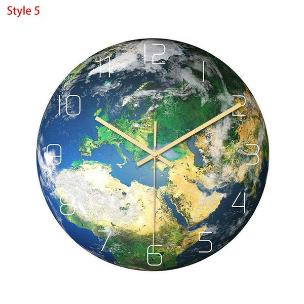 30Cm Planet Earth Luminous Decor Wall Clocks