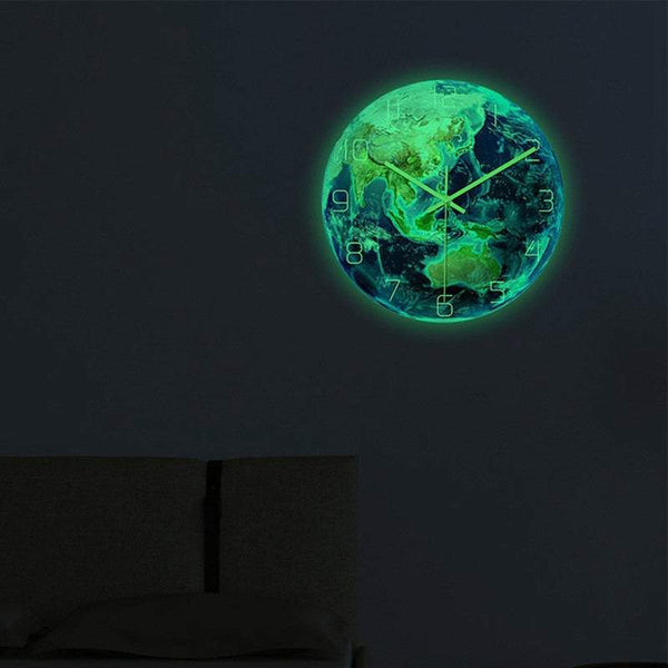 30Cm Planet Earth Luminous Decor Wall Clocks