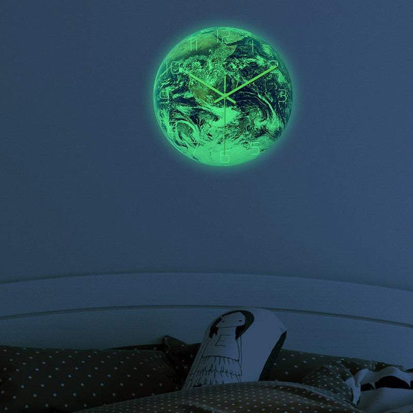 30Cm Planet Earth Luminous Decor Wall Clocks