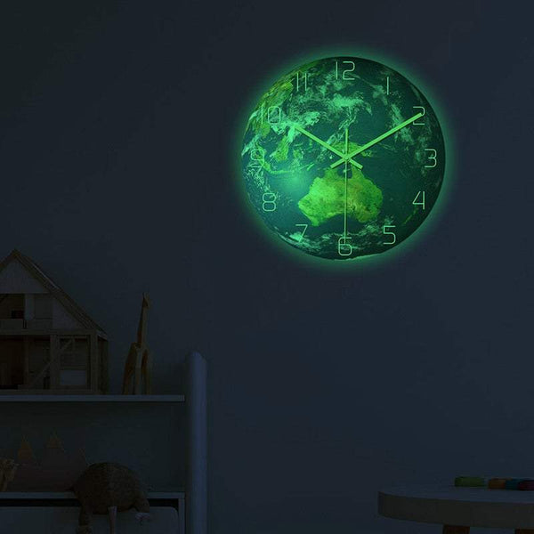 30Cm Planet Earth Luminous Decor Wall Clocks