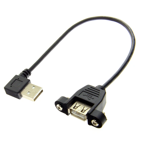 30Cm 90 Right Angled Usb 2.0 Male To Female Extension Cable With Panel Mount Hole Usb Cables Hubs & Adapters