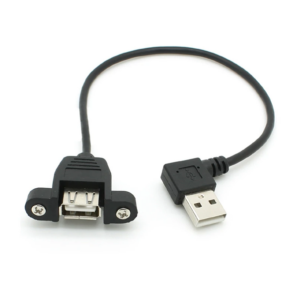 30Cm 90 Right Angled Usb 2.0 Male To Female Extension Cable With Panel Mount Hole