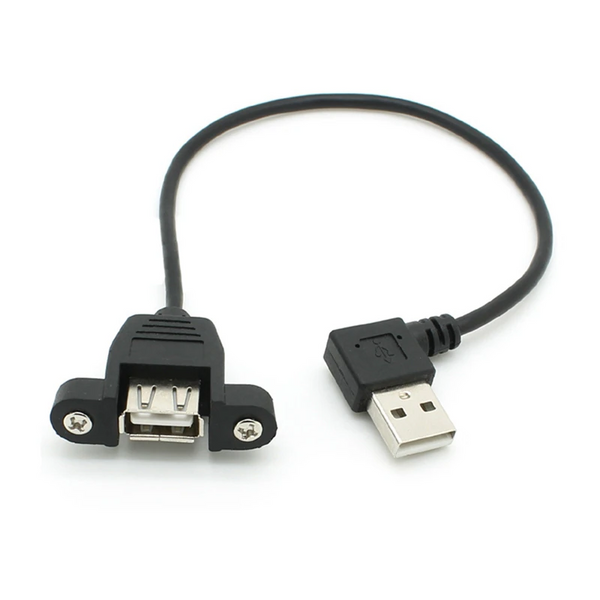 30Cm 90 Right Angled Usb 2.0 Male To Female Extension Cable With Panel Mount Hole Usb Cables Hubs & Adapters