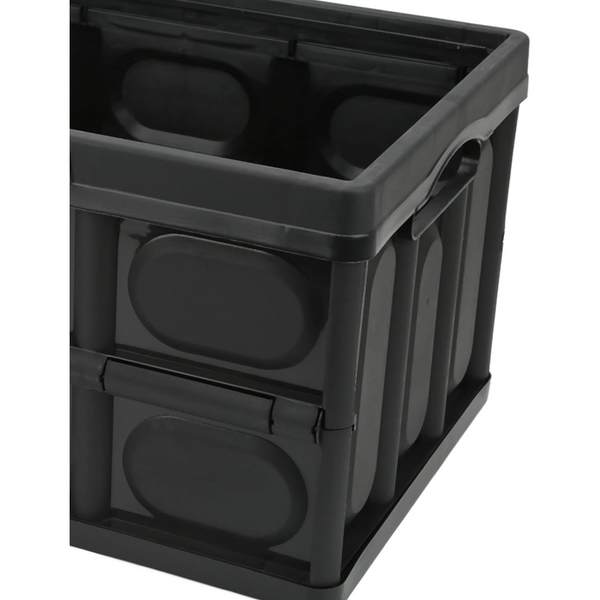 Elosung 30L Black Foldable Storage Box With Wooden Lid Multifunctional Car Organizer Outdoor Folding Container Storage Boxes