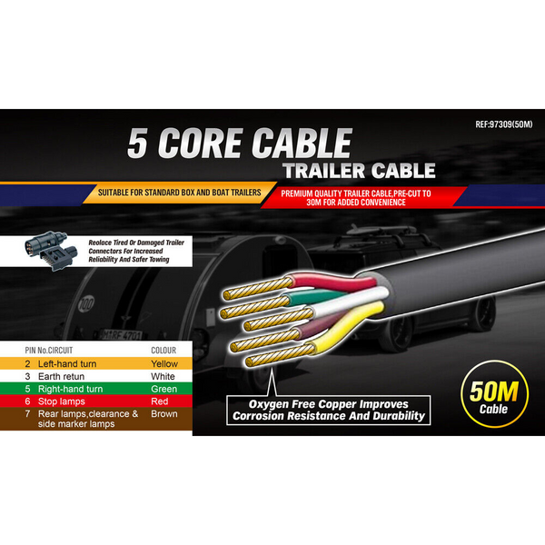 Horusdy 30M X 7 Core Wire Cable Trailer Automotive Boat Truck Coil V90 Pvc Trailer Parts