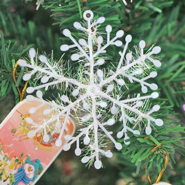 30Pack Christmas Tree White Snowflake Ornaments Party Decoration Artificial 22Cm