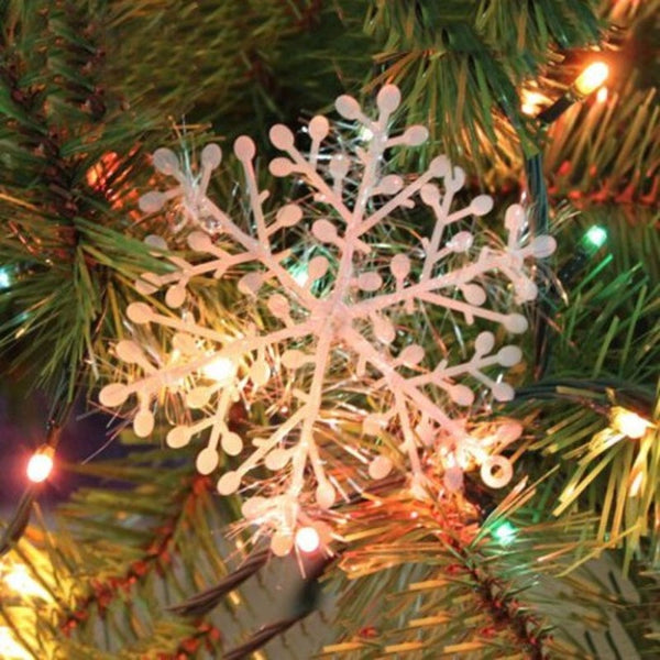 30Pack Christmas Tree White Snowflake Ornaments Party Decoration Artificial 22Cm Seasonal Decorations