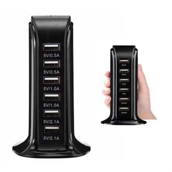 30W Multi 6 Port Usb Charger 6A Rapid Charging Station Desktop Travel Hub Black Plug Type Usb Cables Hubs & Adapters