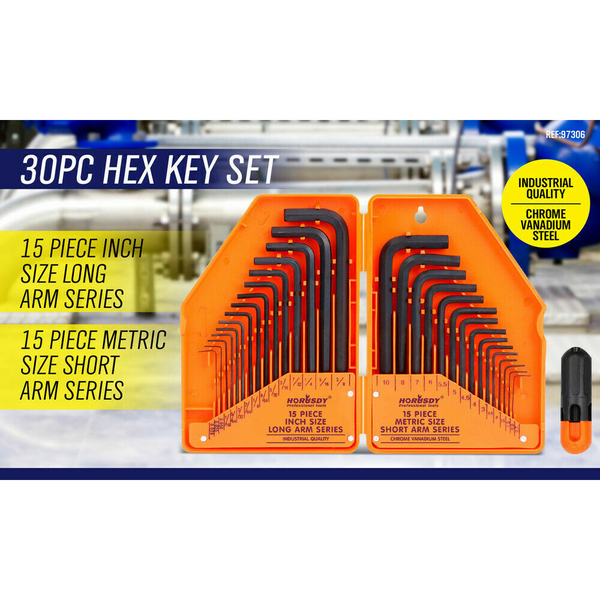 Horusdy 31 Piece Hex Key Set With T Handle Metric & Imperial Sizes Allen Wrench Storage Case Hex Keys & Hex Wrenches
