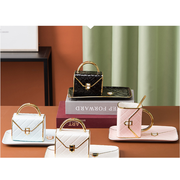 310Ml Novelty Handbag Coffee Cup With Tray Mugs