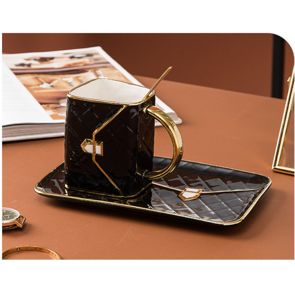 310Ml Novelty Handbag Coffee Cup With Tray Mugs