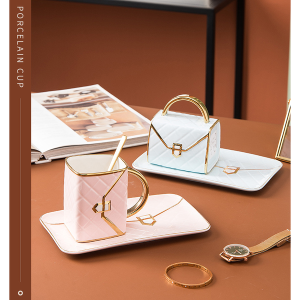 310Ml Novelty Handbag Coffee Cup With Tray Mugs