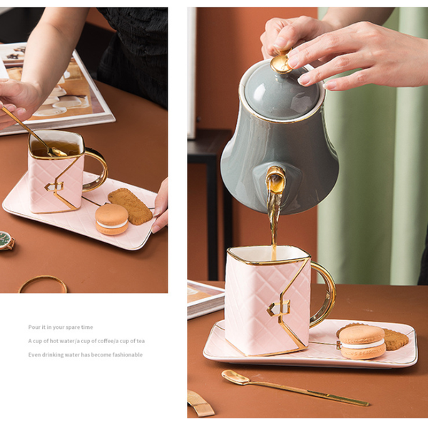 310Ml Novelty Handbag Coffee Cup With Tray Mugs