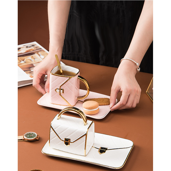 310Ml Novelty Handbag Coffee Cup With Tray Mugs