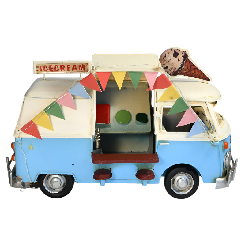 Festoon Lights Ice Cream Van Metal Ornament 28X14x16cm Ornaments & Statues