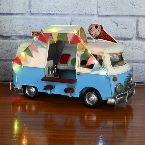 Festoon Lights Ice Cream Van Metal Ornament 28X14x16cm Ornaments & Statues