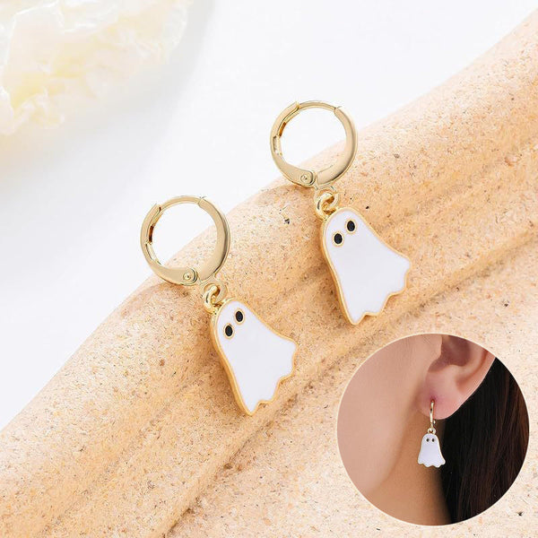 Alloy Halloween Ghost Hoop Gold Plated Womens Jewellery Earrings