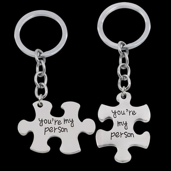 2 Pcs / Set Puzzle Piece You're My Person Couple Key Chains Gift Idea
