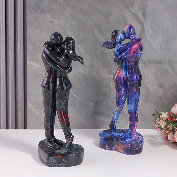 Home Water Transfer Printing Starry Sky Couple Kiss Hug Ornaments Plastic Resin Sculptures & Figurines
