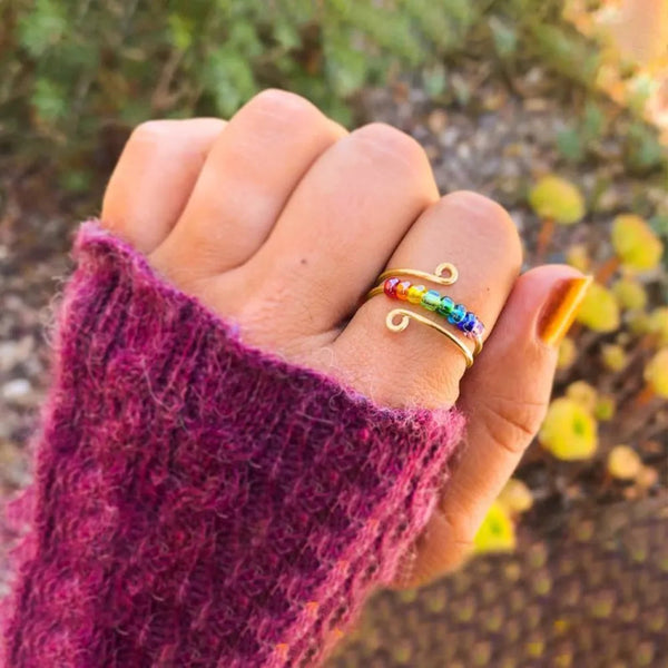 925 Sterling Silver Bead Wrap Ring Rings