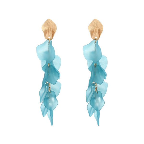 Veile Studios Seaside Bloom Acrylic Petal Tassel Long Style Drop For Women Jewelry Earrings