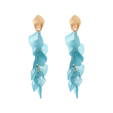 Veile Studios Seaside Bloom Acrylic Petal Tassel Long Style Drop For Women Jewelry Earrings