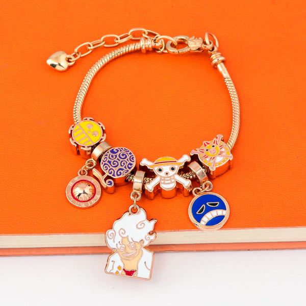 One Piece Diy Bracelet With Five Levels Sun God Nika Luffy Cartoon Metal Bracelets