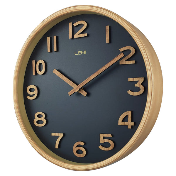 Leni Tilia Wall Clock 25.5 Centimetres Black With Numbers And Hands Wall Clocks