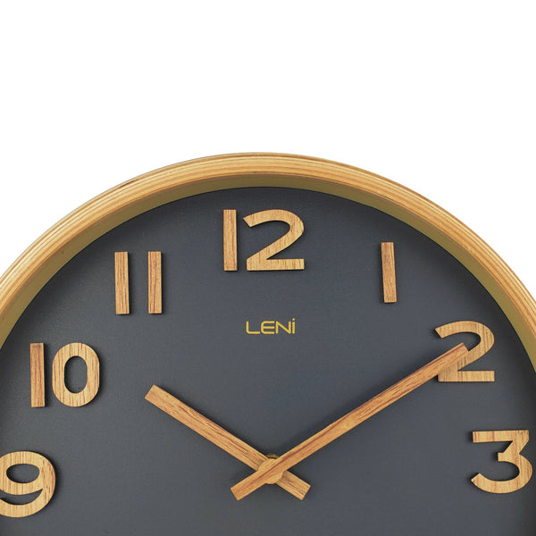 Leni Tilia Wall Clock 25.5 Centimetres Black With Numbers And Hands Wall Clocks