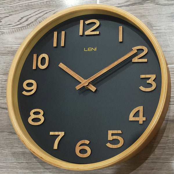 Leni Tilia Wall Clock 25.5 Centimetres Black With Numbers And Hands Wall Clocks