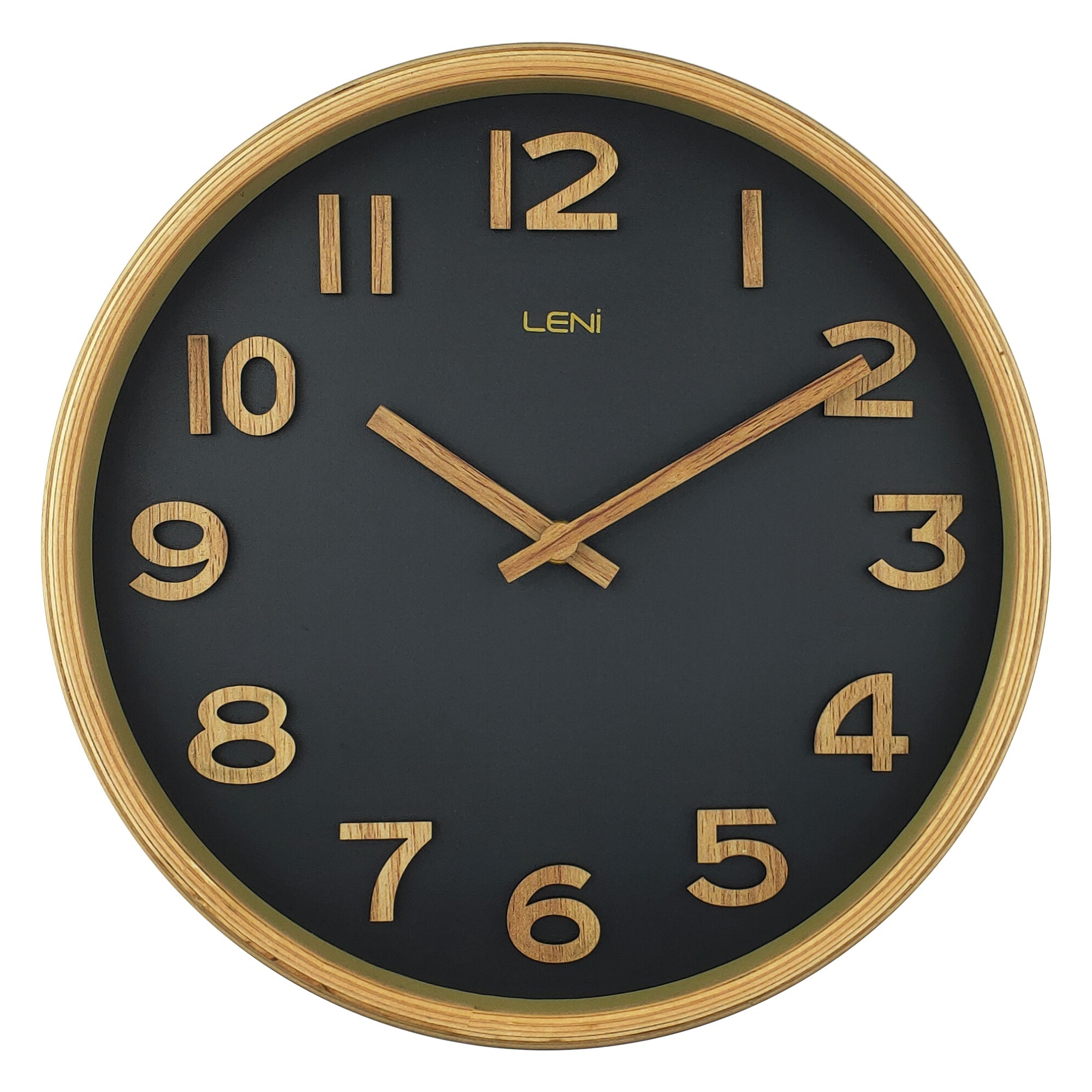 Leni Tilia Wall Clock 25.5 Centimetres Black With Numbers And Hands Wall Clocks