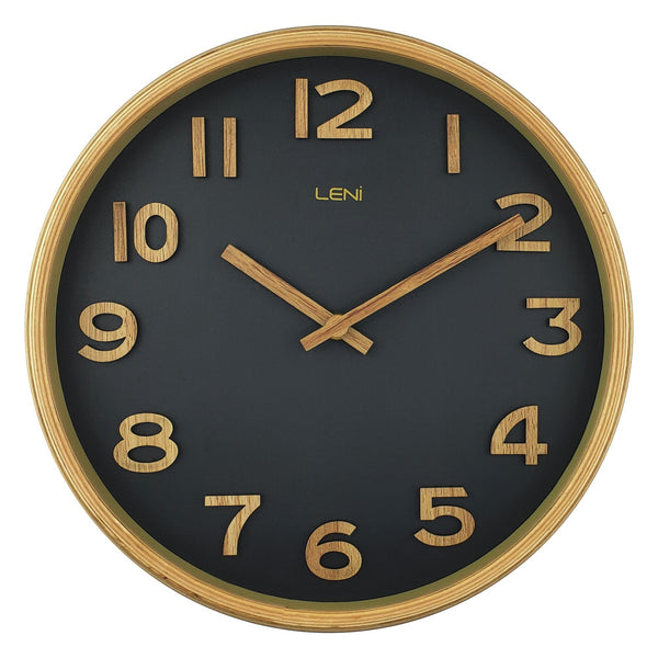 Leni Tilia Wall Clock 25.5 Centimetres Black With Numbers And Hands Wall Clocks