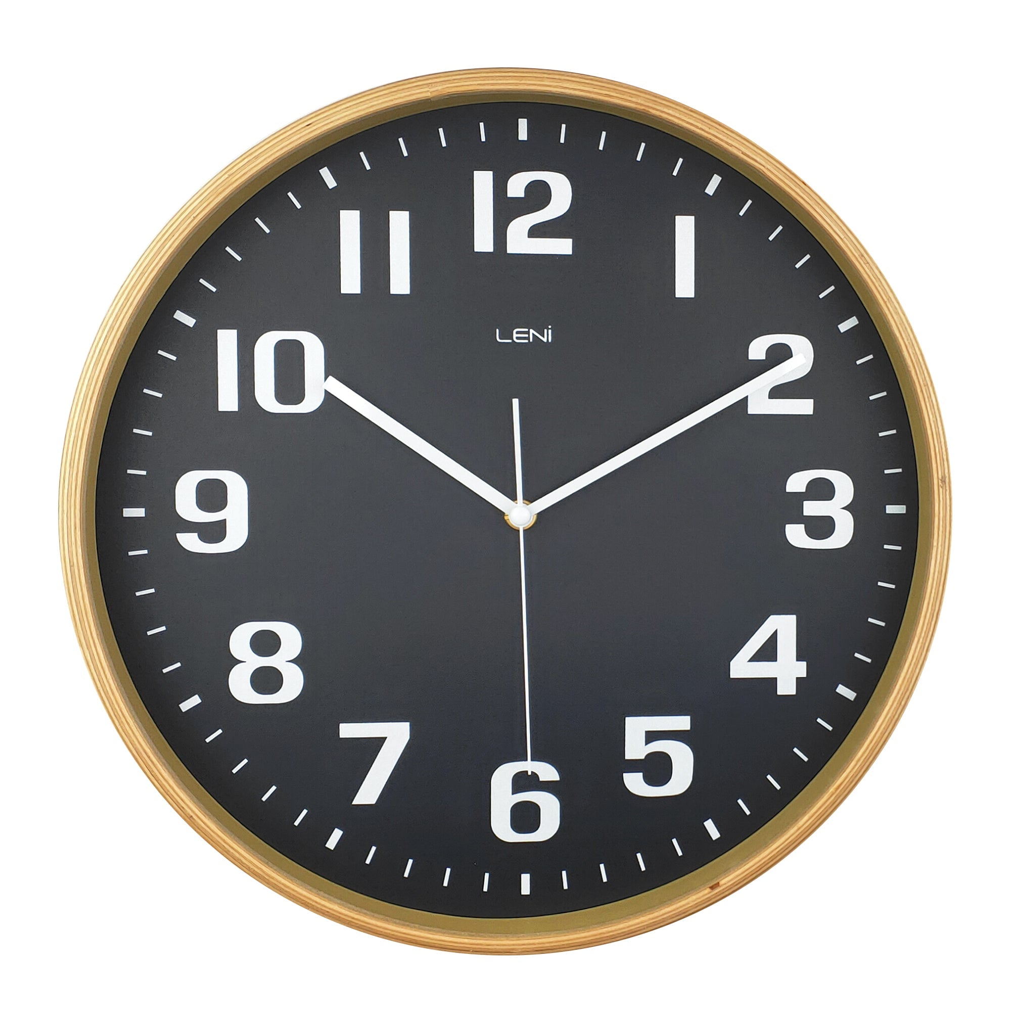 Leni Wood Wall Clock 32 Centimetres Black With Large Arabic Numbers Wall Clocks