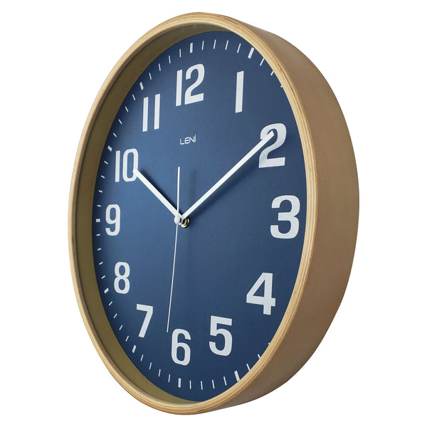 Leni Wood Wall Clock 32 Centimetres Navy With Large Arabic Numbers Wall Clocks