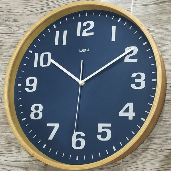 Leni Wood Wall Clock 32 Centimetres Navy With Large Arabic Numbers Wall Clocks
