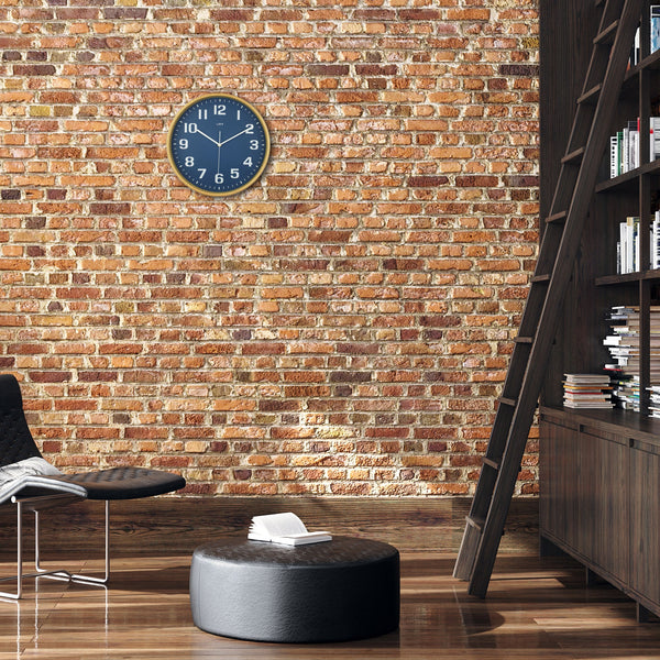 Leni Wood Wall Clock 32 Centimetres Navy With Large Arabic Numbers Wall Clocks