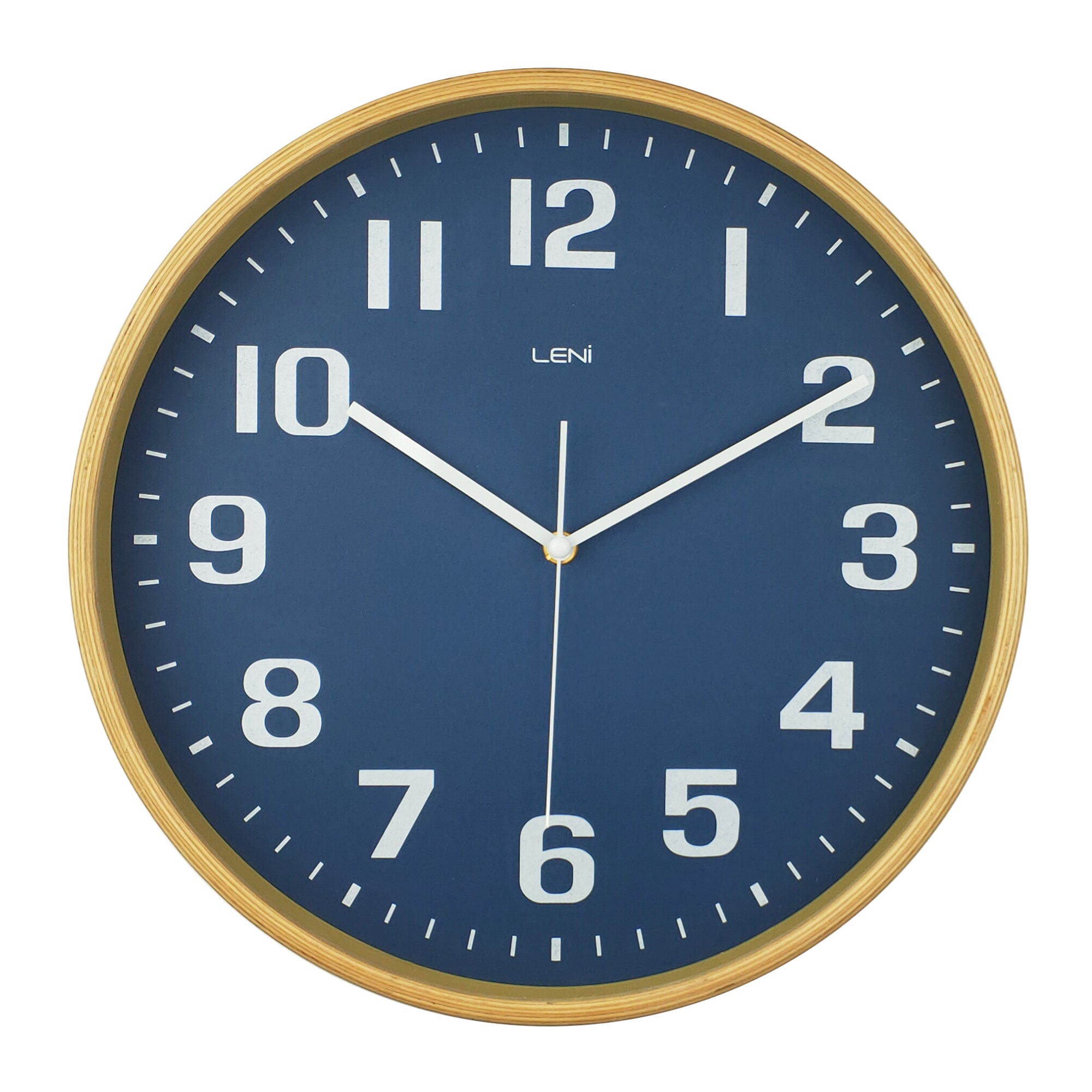 Leni Wood Wall Clock 32 Centimetres Navy With Large Arabic Numbers Wall Clocks